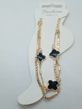 ENAMELED 4 LEAF CLOVER ANKLET